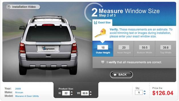 Car Decal Size Chart