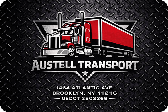 Designed NYC-compliant truck sign for Austell Transport on diamond plate background